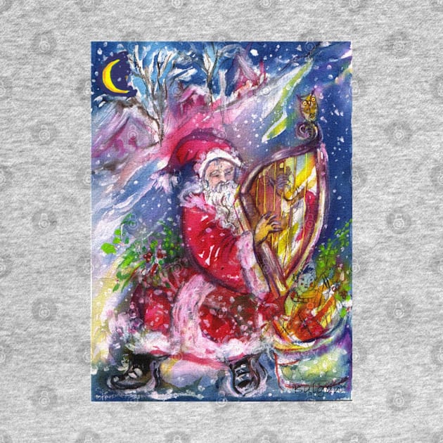 SANTA CLAUS PLAYING HARP IN MOON LIGHT Christmas Night by BulganLumini